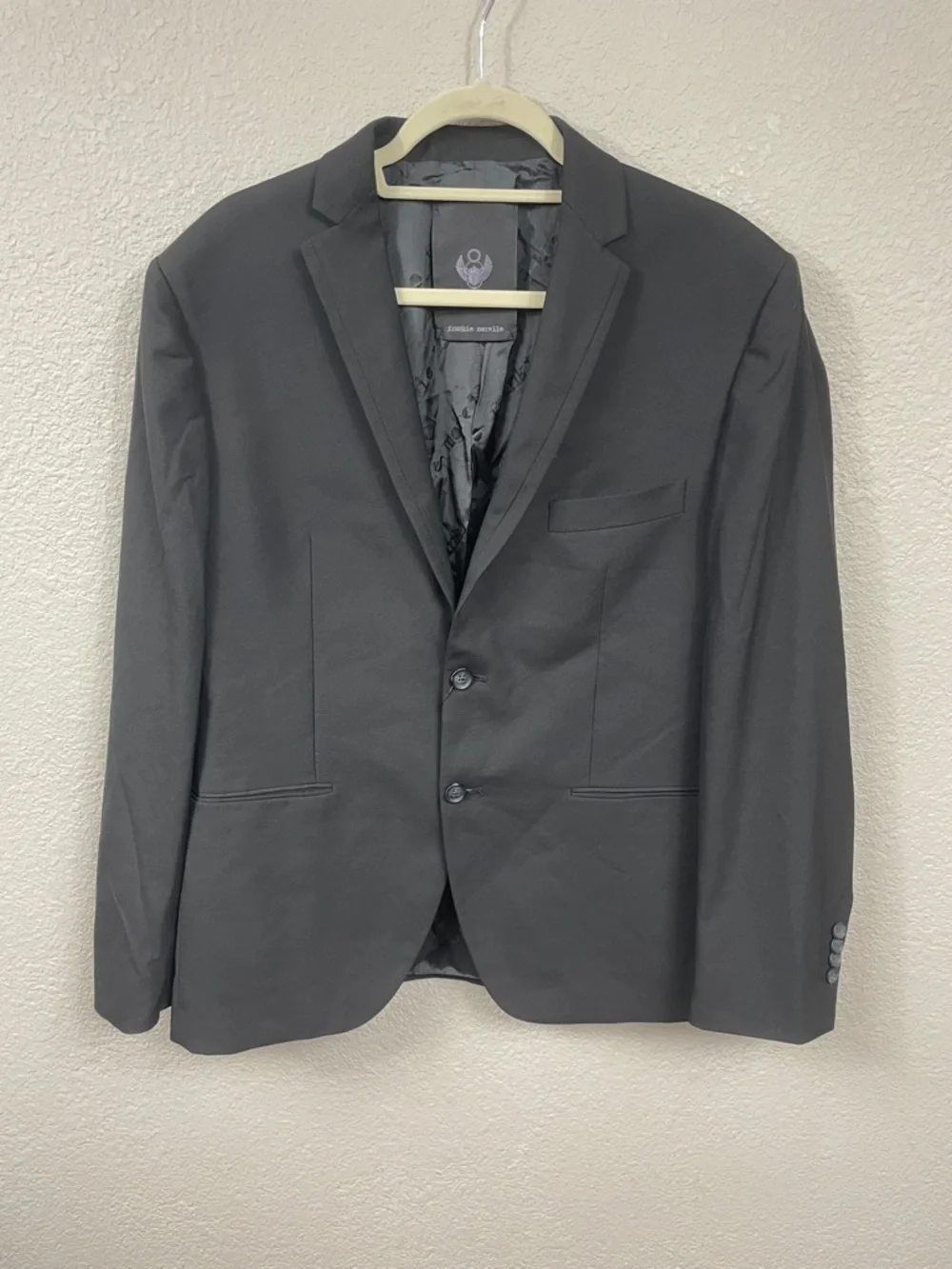 NWT Frankie Morello Cotton Blend Suit Business Wedding Black Sz 52